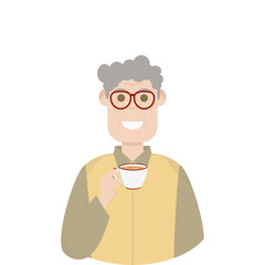 The Elderly Grandfather Relaxed Rest Drink Tea
