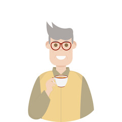 The Elderly Grandfather Relaxed Rest Drink Tea
