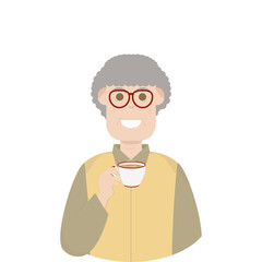 The Elderly Grandfather Relaxed Rest Drink Tea
