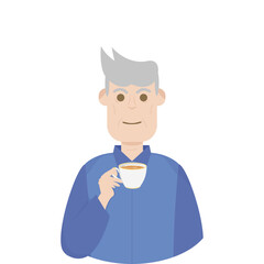 The Elderly Grandfather Relaxed Rest Drink Tea
