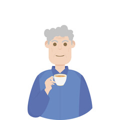 The Elderly Grandfather Relaxed Rest Drink Tea
