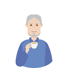 The Elderly Grandfather Relaxed Rest Drink Tea
