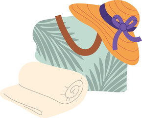 Beach Bag With Hat And Towel