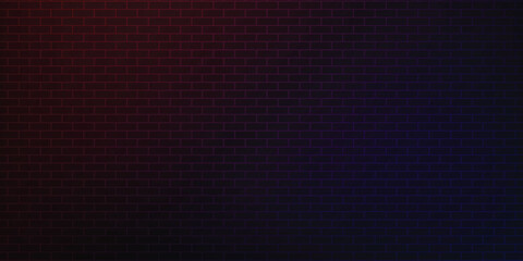 neon light on brick wall panoramic background.vector illustration