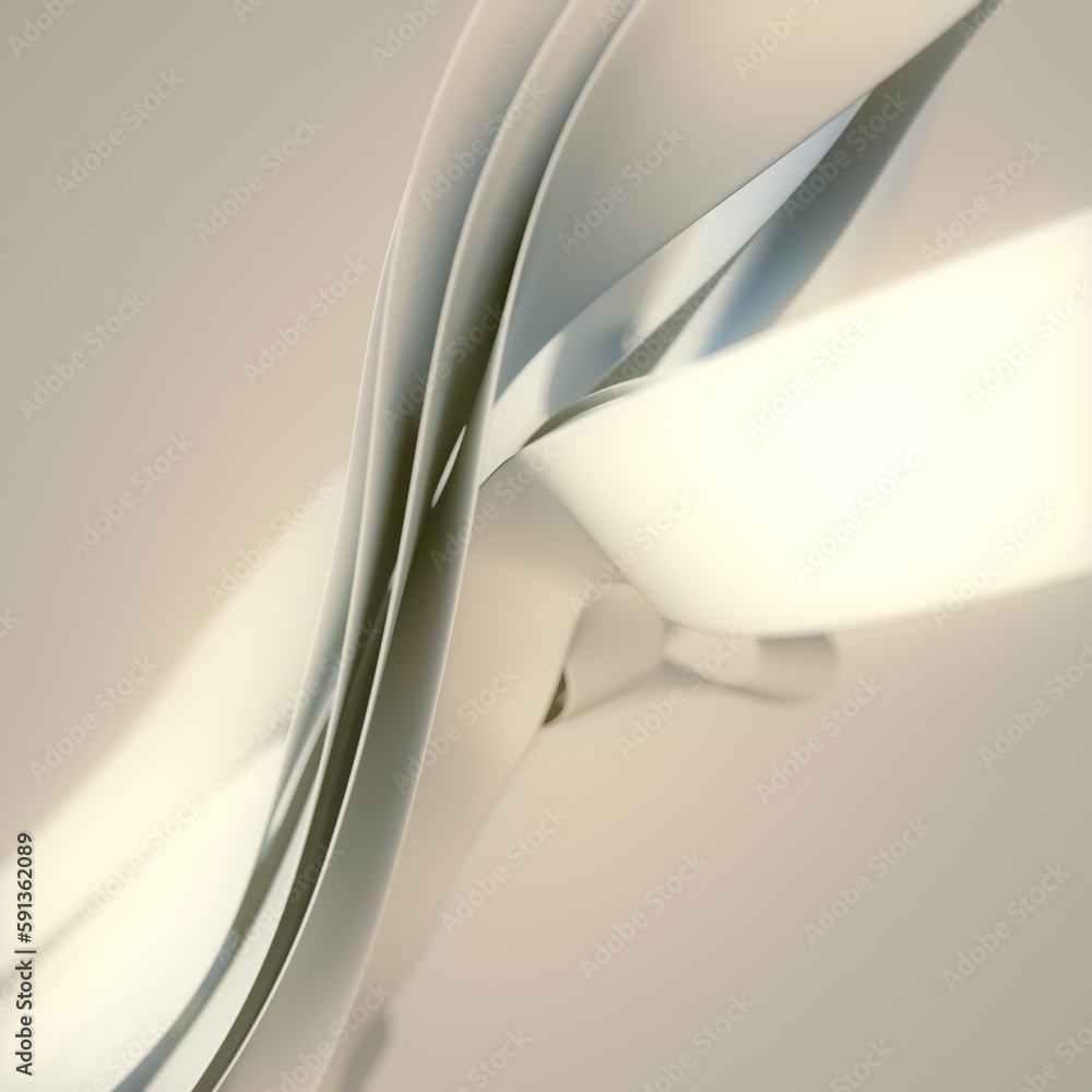 Poster white stripes of fabric wavering in the wind. 3d rendering digital illustration