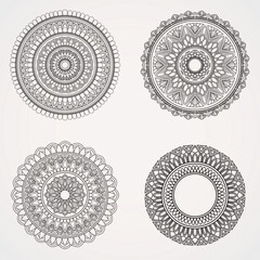 Flower Mandala Set with Ornaments. suitable for henna, tattoos, photos, coloring books. islam, hindu,Buddha, india, pakistan, chinese, arab