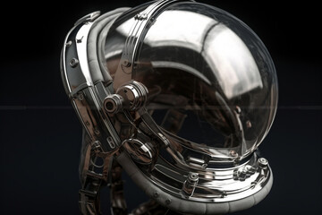 Astronaut Helmet Detail With Glossy Glass And Reflections On Metal Surface, Made Using Generative Ai