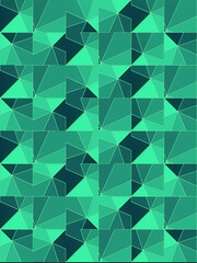 Green colored geometric background of rectangular shapes. 3d rendering pattern in abstract style. Digital illustration