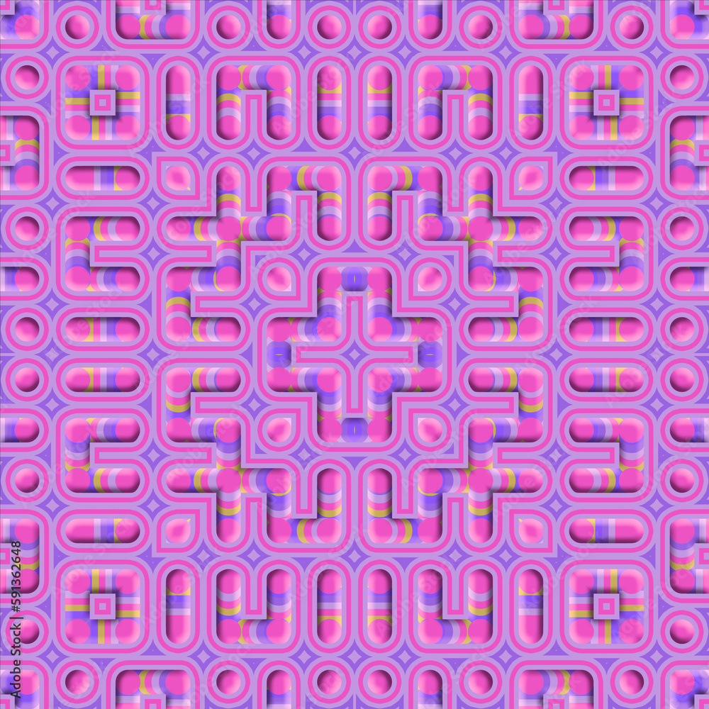 Poster cartoon symmetrical pattern with trendy gradient. modern concept background. 3d rendering digital il