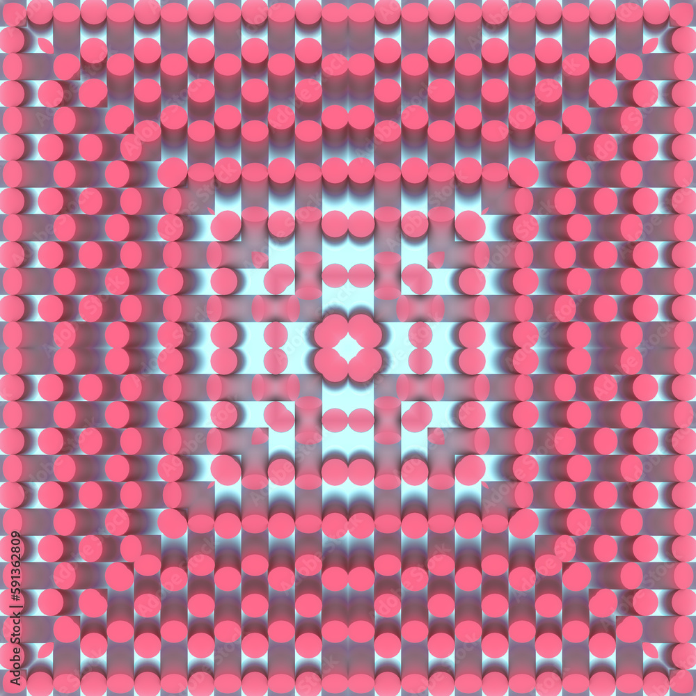 Poster Kaleidoscopic texture of cylinders. Art pattern decoration background. 3d rendering digital illustration