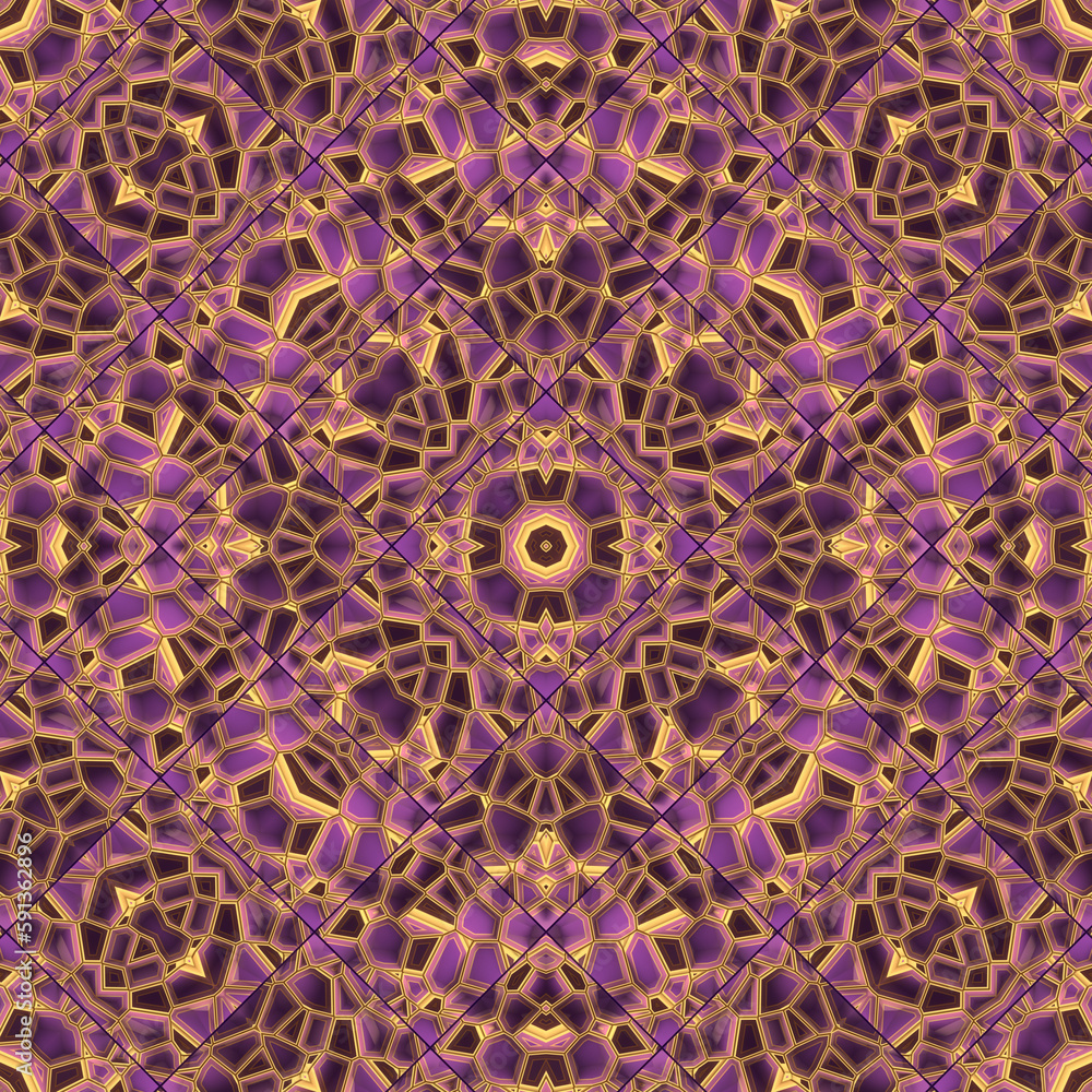 Aufkleber 3d rendering illustration of a pink psychedelic three-dimensional kaleidoscopic pattern. Abstract digital background