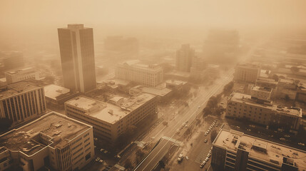 Fototapeta na wymiar a cityscape with smog and fog, generative AI Technology