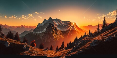 Sunset over the Majestic Mountains 