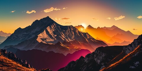 Fototapeta na wymiar Sunset over the Majestic Mountains 