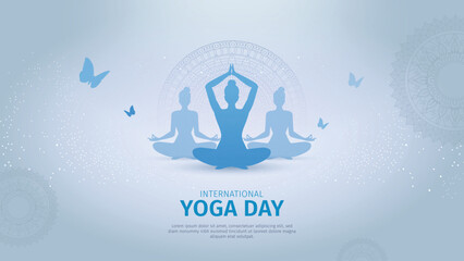International Yoga day 21 june web banner design. Vector illustration