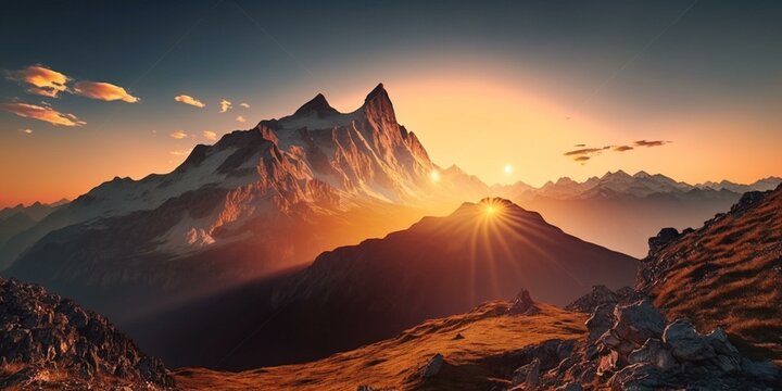 Sunset Over The Majestic Mountains 