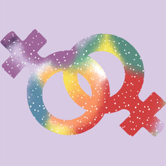 Symbols or signs that refer to women, rainbow and dots, support homosexuality vector