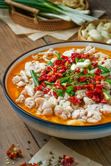 Spicy bullfrog meat, Chinese food, Sichuan food, delicious