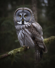 Fototapeta premium Illustration of a Great Grey Owl