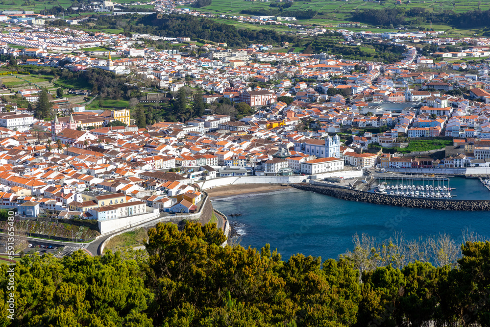 Canvas Prints View of the city of Angra do Heroismo. Historic fortified city and the capital of the Portuguese island of Terceira in the Autonomous Region of the Azores. Portugal.