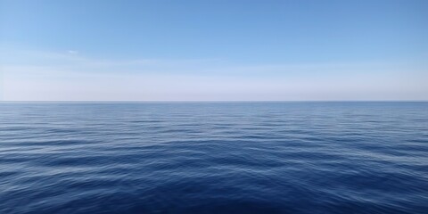 Fototapeta na wymiar Panorama landscape of empty blue sea and sky blue background. Generative AI