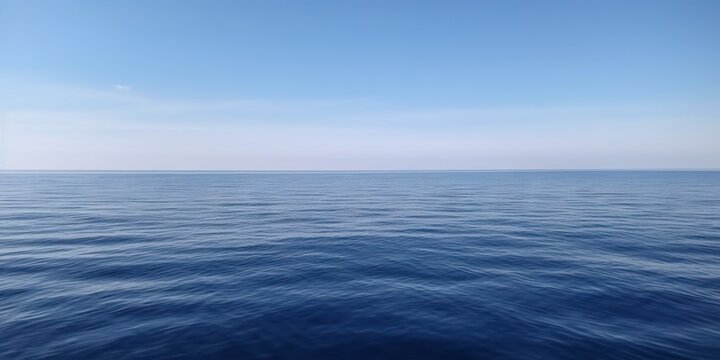 Panorama landscape of empty blue sea and sky blue background. Generative AI