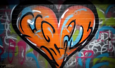 Graffiti heart symbolizes beauty in urban art Creating using generative AI tools