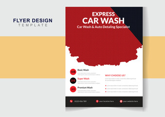 Naklejka na ściany i meble Car Washing Flyer Design Template for your business