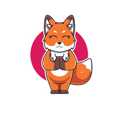 vector illustration of a cute and adorable fox cartoon character smiling politely