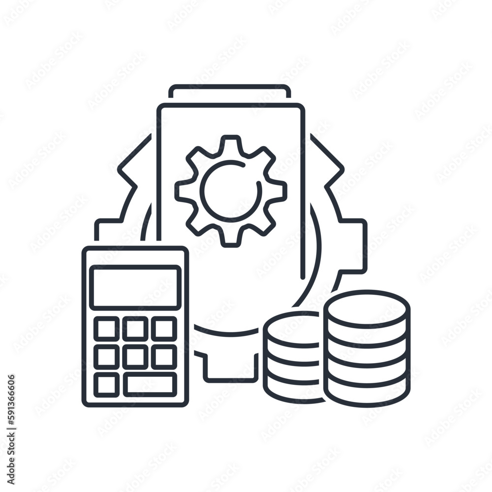 Poster the structure of financial control and management. vector linear icon isolated on white background.