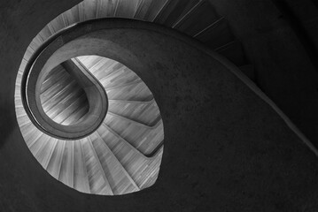 Modern spiral staircase. Contemporary architecture abstract background