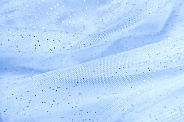 Elegance mesh tulle fabric . Llight blue.  Luxurious background design.
