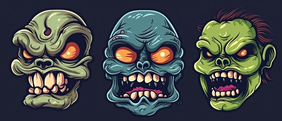 Halloween Monster Head  Set  