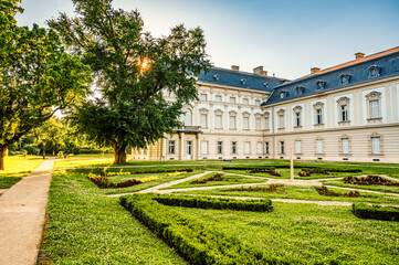 the Festetics Palace is located in the town of Keszthely, Zala, Hungary, near the Lake Balaton....