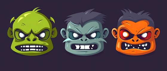 Fototapeta premium Halloween Monster Head Set