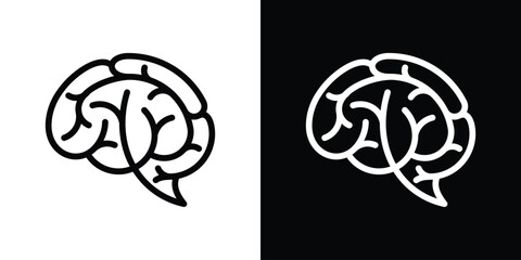 creative brain logo design line icon vector illustration