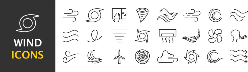 Wind icons. Whirlwind sign. Tornado. Hurricane. Hurricane - storm. White background. Vector illustration