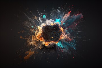 colorful smoke and liquid exploding on a black background. Generative AI
