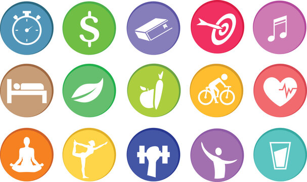 Health tracking icons set for website and applications