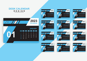 Modern 2023 desk calendar design template