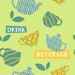 Drink tasty green tea, organic beverage print