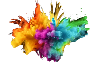 Foto op Aluminium Colorful Rainbow Holi Paint Splash: A Vibrant and Festive Image Celebrating Color and Joy transparent background, colorful, rainbow, holi, paint splash, color, celebration, festival, happiness, © Sumon