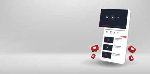 Creative concept in boosting video on social media Premium vector.	