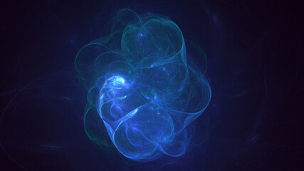 3D rendering abstract blue fractal light background