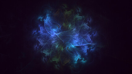 3D rendering abstract blue fractal light background