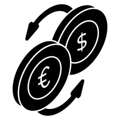 Conceptual design icon of dollar to euro 