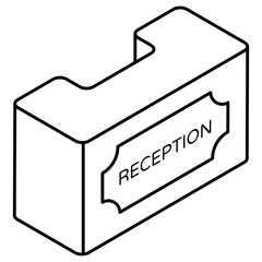 A flat design icon of reception desk