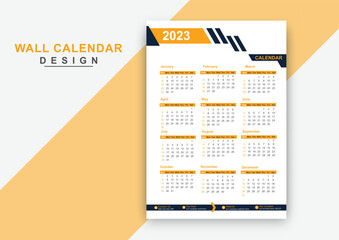 1 Page Wall Calendar 2023 template Color Variation design, 2023 Calendar year vector illustration. one Page Wall Calendar 2023