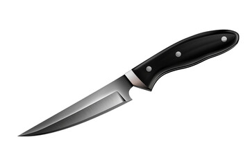 Sharp and Sleek: Download High-Quality PNG Image of a Black-Handled Knife on Transparent Background, knife, black handle, kitchen utensil,