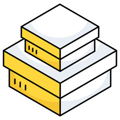 An editable design icon of cartons